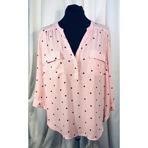 Torrid Harper pink & stripe georgette blouse
